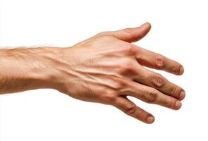 Outstretched hand reaching for connection in a neutral background photo