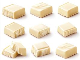 White chocolate squares arranged in a neat grid pattern photo