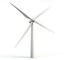 Large white wind turbine stands tall in open field photo