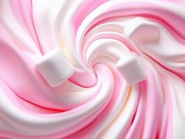 Creamy pink swirl with marshmallows creates a delightful dessert photo