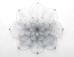 Intricate black thread flower design showcasing delicate symmetry photo