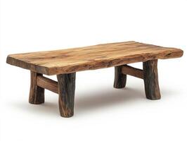 Unique handcrafted wooden table with natural finish and rustic charm photo