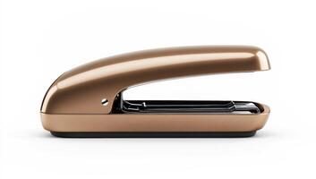 Stylish bronze stapler on a clean surface for office use photo