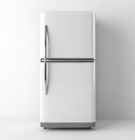 Modern white refrigerator in minimal kitchen setting photo