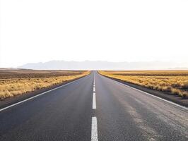 Vast empty highway stretching into the horizon during daylight photo
