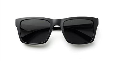 Stylish black sunglasses with a modern design on a white background photo