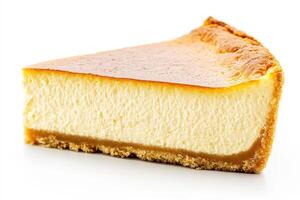Creamy cheesecake slice on a white background photo
