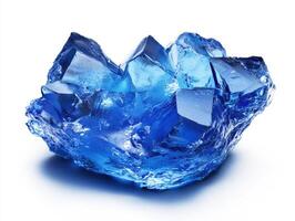 Stunning blue crystal formation displayed on a white background photo
