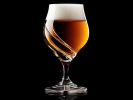 Elegant beer glass showcasing golden brew with frothy head photo