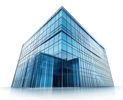Modern glass building with striking architectural design photo