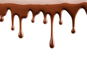 Chocolate dripping from a smooth surface on a white background photo