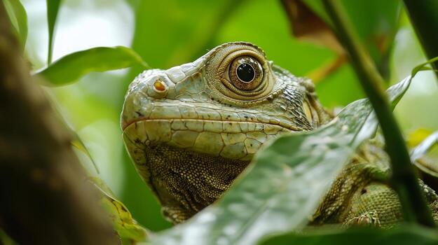 A close up of a lizard in the jungle photo