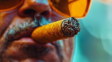A man with sunglasses and a cigar in his mouth photo