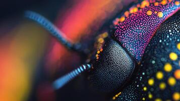 A close up of a colorful bug with dots photo