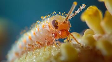 A close up of a small insect on a flower photo