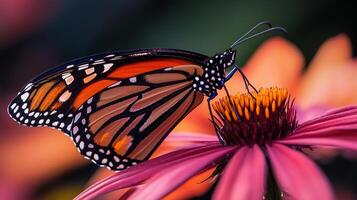 A monarch butterfly is sitting on a flower photo
