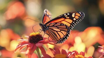 A monarch butterfly is sitting on a flower photo