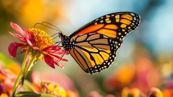 A monarch butterfly is sitting on a flower photo