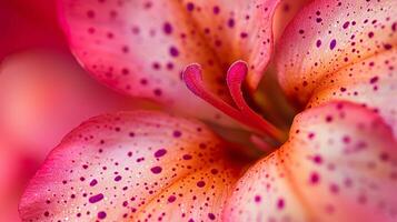 A close up of a pink flower with spots photo