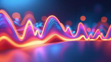 Vibrant sound waves illuminated in colorful patterns create an engaging visual display in a digital environment photo