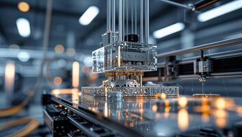 Advanced 3D printing technology in a modern manufacturing facility during daytime operation photo