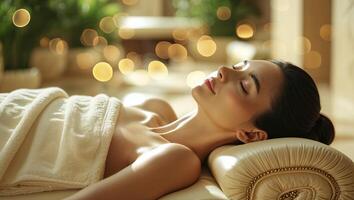 Relaxing spa experience with soft lighting and soothing ambiance in a serene setting photo