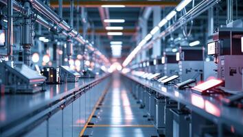 Industrial manufacturing facility showcasing automated assembly line with advanced technologies in operation during daytime photo