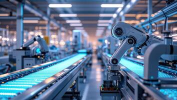 Advanced robotic automation enhances efficiency in modern manufacturing facility during daytime photo