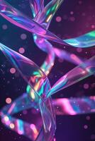Colorful and vibrant ribbon twists in a surreal background with glowing bokeh effects at night photo