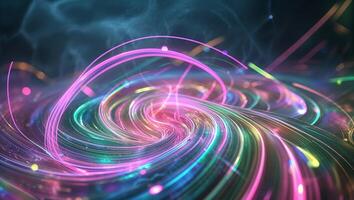 Colorful swirling light patterns create a vibrant abstract visual in a dark atmosphere photo