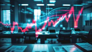 Financial data visualization with upward trend in a modern office setting during daytime photo