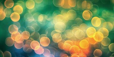 Colorful bokeh lights create a dreamy atmosphere during an evening gathering in a serene outdoor setting photo