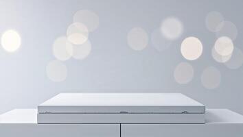 Minimalist display surface with a soft bokeh background for modern interior styling and artistic presentations photo