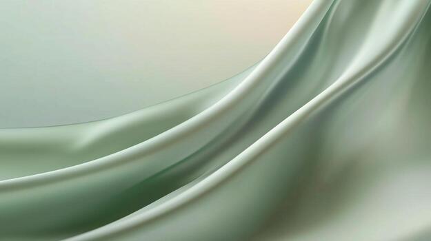 Soft draping silk fabric in pale green tones creating a serene and calming atmosphere in a minimalist setting photo