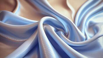 Soft silk fabric swirling in gentle folds with a light blue hue capturing the elegance of texture and color photo