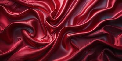 Rich red silk fabric with elegant draping showcasing fine texture and luxurious appearance in natural light photo