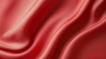 Vibrant red silk fabric drapes elegantly, showcasing its smooth texture and rich color in soft lighting photo