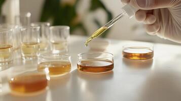 Experiment with essential oils in a laboratory setting during daylight hours photo