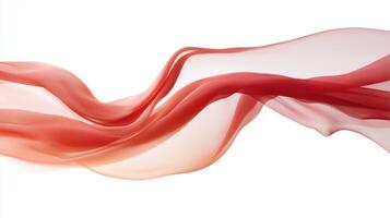 Flowing red fabric gently waves in the air creating soft curves and textures against a light background photo