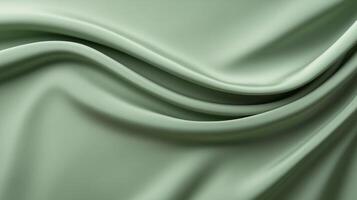 Soft green fabric draping elegantly with flowing folds and subtle texture under gentle lighting photo