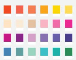 Color Palettes 24 Warm Colours of Sunset Glow - Soft, Pastel, Radiant, Bright Colors - Colour Scheme and Combinations vector