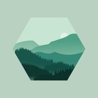 Illustration template design, with natural views of trees, moon and Mountains vector
