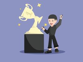 Sculptor Carving a Masterpiece Trophy Statue with Passion and Precision. vector