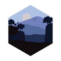 Illustration template design, with natural views of trees, full moon and Rocky Mountains vector