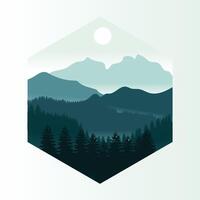 Illustration template design, with natural views of trees, full moon and Mountains vector