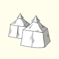 Two tents in Mina on the day of Arafat vector