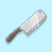 Sharp butcher knife with wooden handle vector