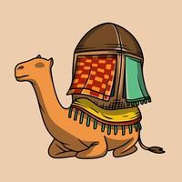 A hijrah camel wearing a saddle is sitting vector