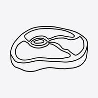 Fresh rib eye steak for barbecue party. Thin line illustration. vector