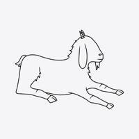 Thin line Illustration of a goat sitting vector